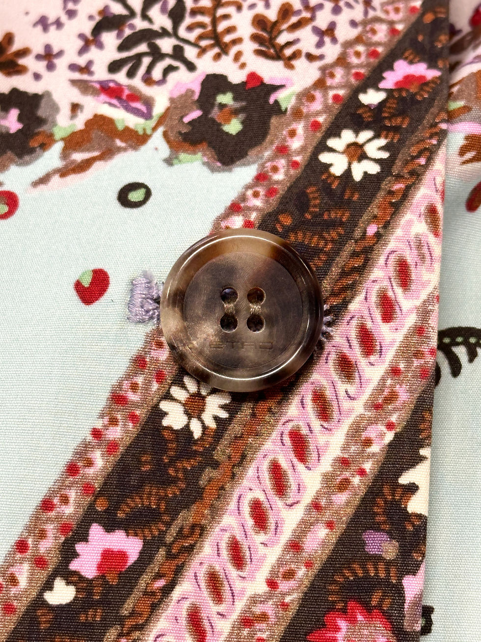 縮圖：ETRO Milano Cotton Blazer Jacket 42 6 Multicolor Floral Pattern Faux Pockets