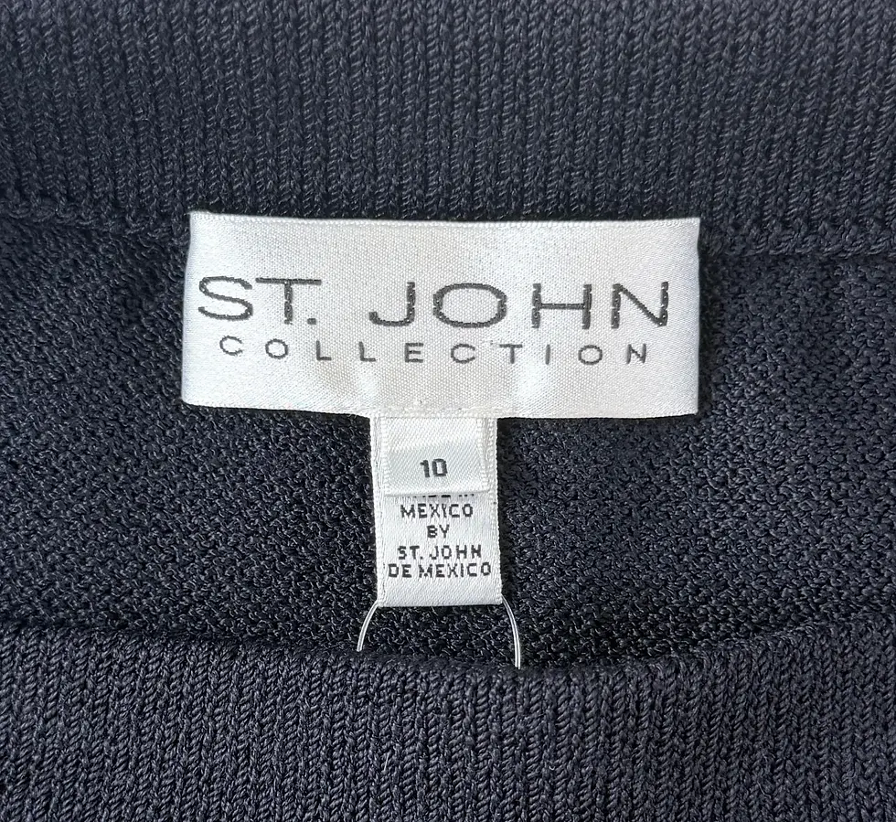 縮圖：ST. JOHN Basic Santana Knit Skirt 10 Medium Black Knee Length Straight