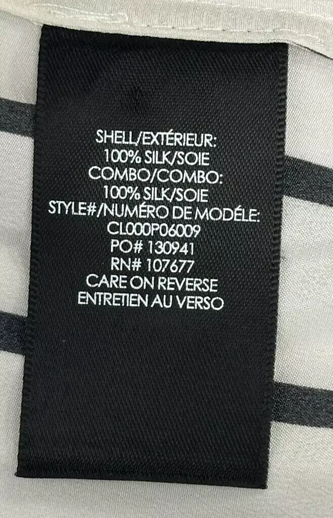 Thumbnail: ALICE + OLIVIA Willa Placket Palazzo Silk Blouse Large Black White Striped L