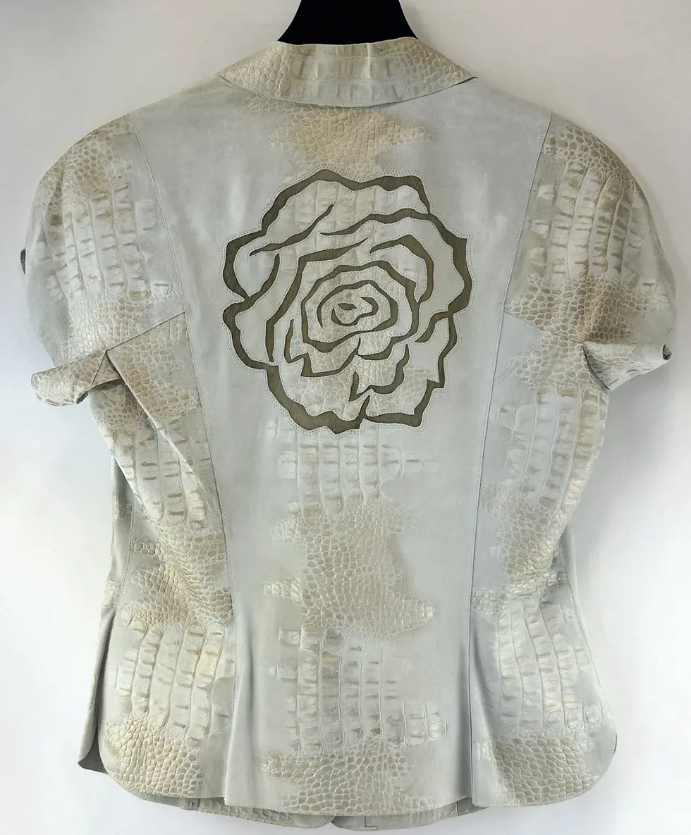 Hình thu nhỏ: GIORGIO ARMANI Goat Leather Suede Rose Jacket 42 6 Mint Bronze Metallic