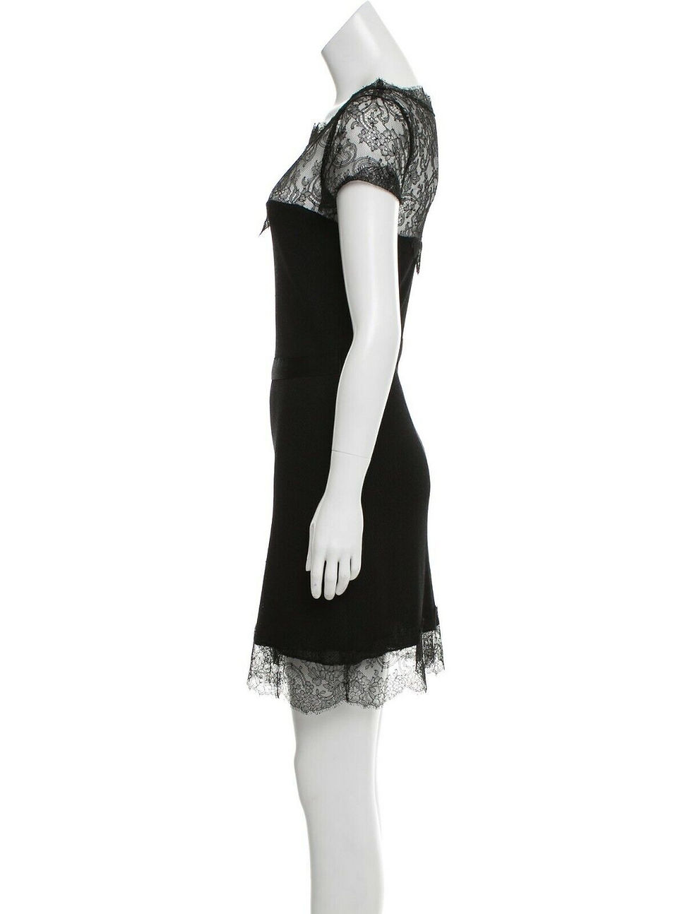 縮圖：Christian Dior Paris Black Sheath Dress 8 40 Sheer Lace Trimmed Knit NEW $2400