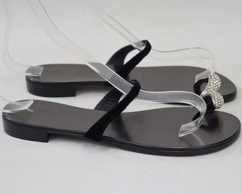 Miniatura: GIUSEPPE ZANOTTI NuvoRock Ring Sandals 36.5 Black Crystal Embellished 6.5