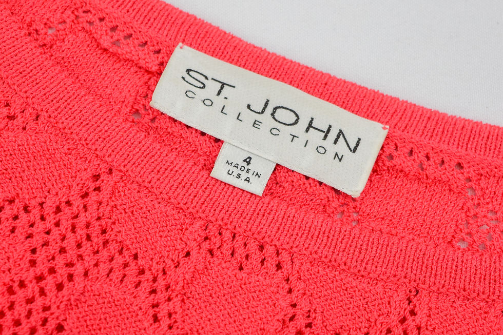 縮圖：ST. JOHN Collection Santana Knit Sheath Dress 4 Coral Pink Crochet Knee Length