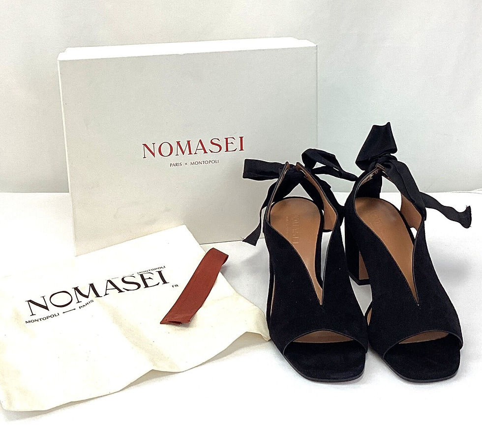 Thumbnail: NEW NOMASEI Paris X Montopoli Adora Camoscio Leather Sandals 39.5 Black 8.5 Shoe