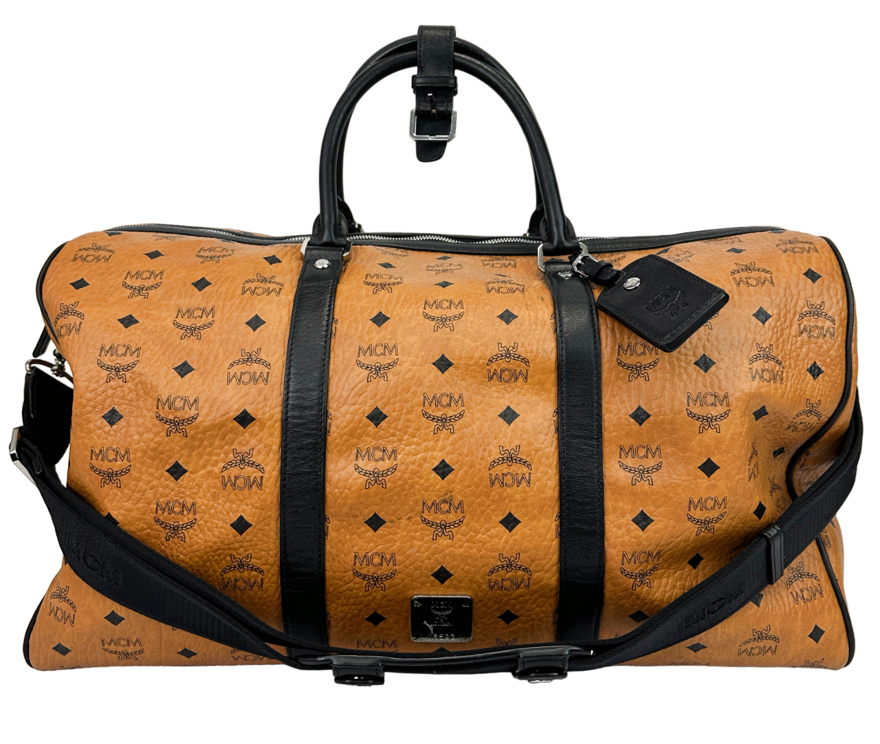 MCM Ottomar Visetos Monogram Coated Canvas Weekender 50.5cm 19.9in Cognac Unisex