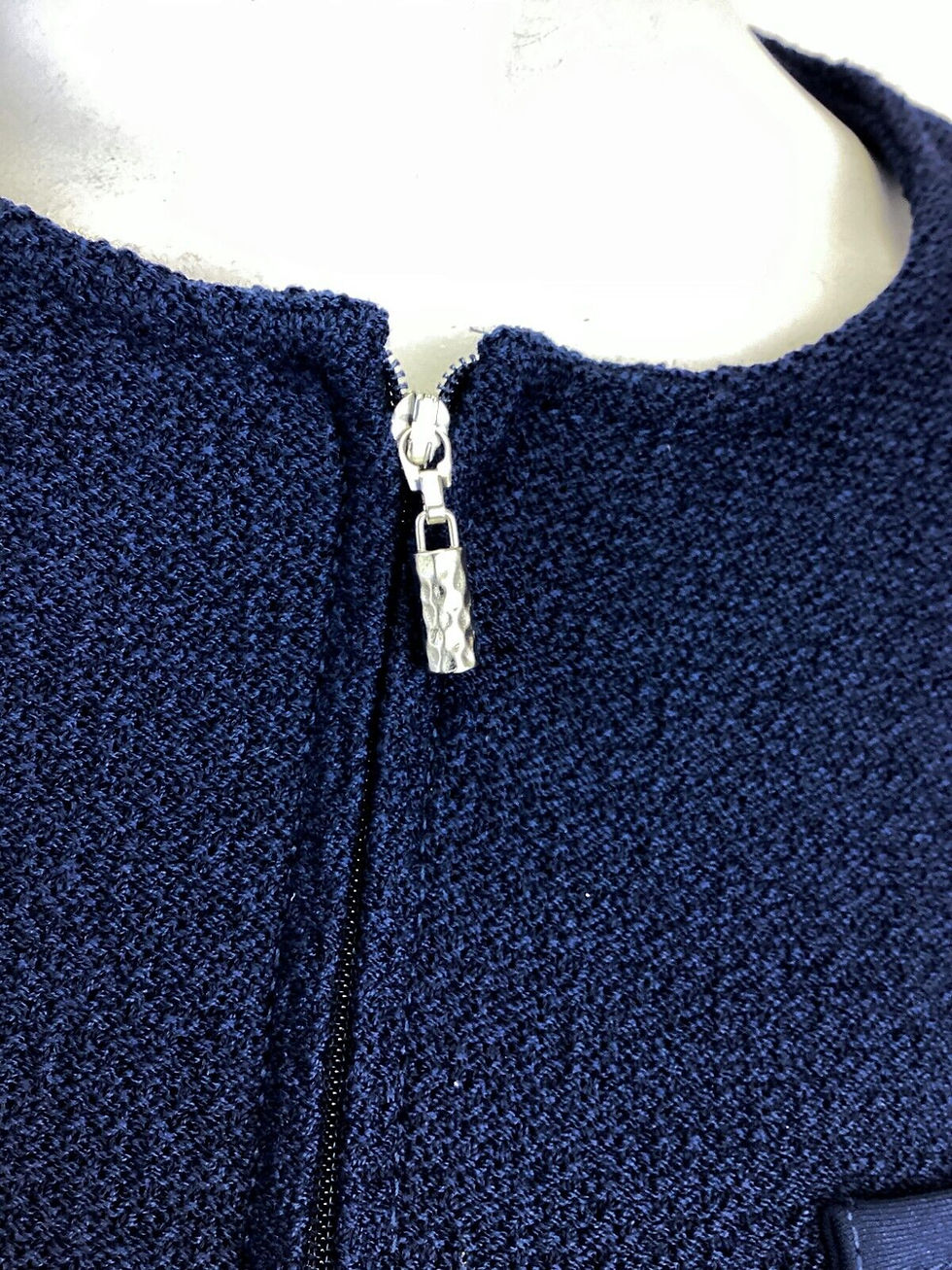 縮圖：ST. JOHN Boutiques Wool Rayon Jacket 6 Navy Zip Up Jewel Neckline Blazer NEW