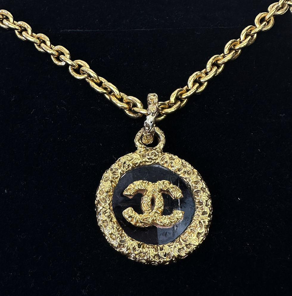 Hình thu nhỏ: CHANEL Gold Tone CC Logo Magnifying Glass Chain Necklace 93A VINTAGE RARE