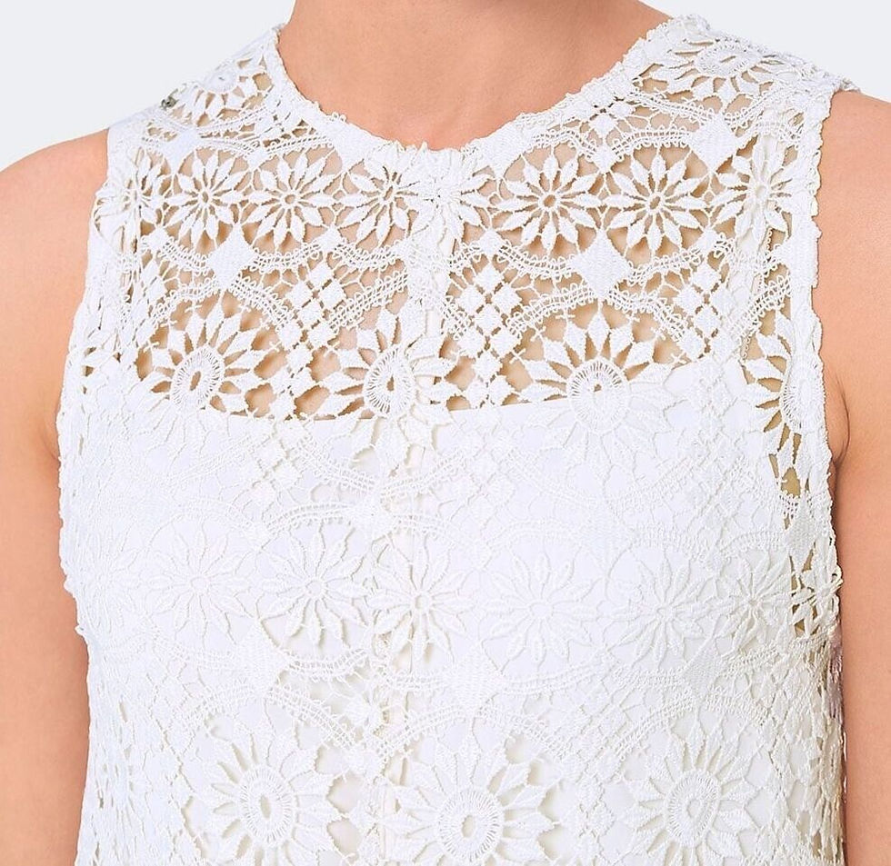 Hình thu nhỏ: ALICE + OLIVIA Off White Gretchen Lace Long Front Slit Tunic Small