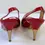 Hình thu nhỏ: MIU MIU Vernice Patent Leather Sling Back Heels 38 8 US Red Gold Peep Toe