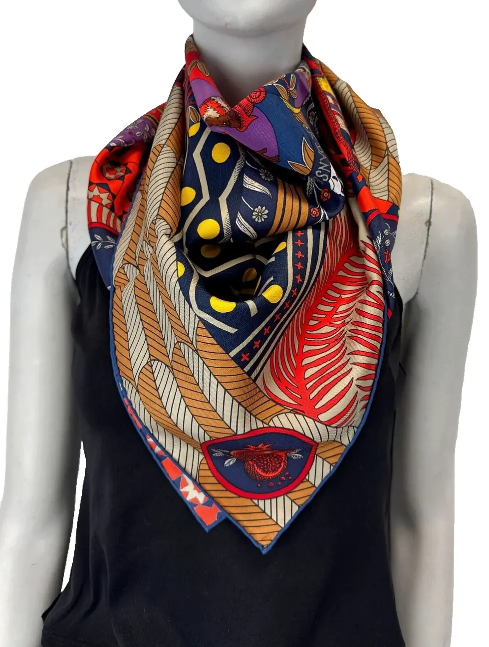 Hình thu nhỏ: HERMES Silk Square Scarf 90 Large Multicolor La Danse Des Amazones