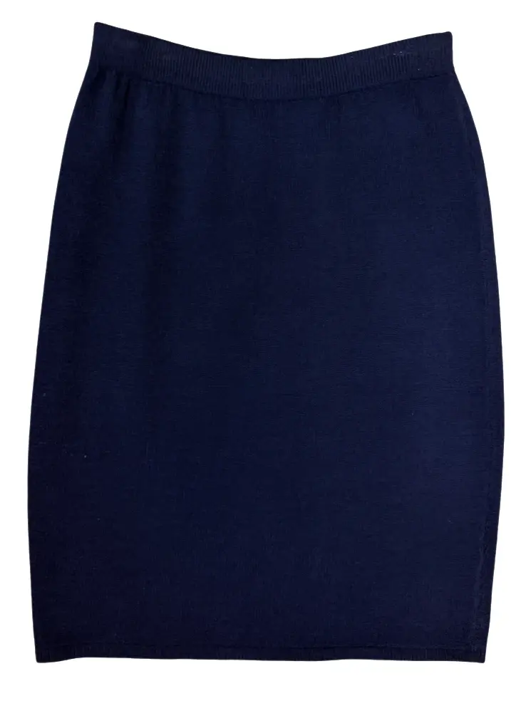 Thumbnail: ST. JOHN Basic Santana Knit Skirt 10 Medium Navy Knee Length Straight VTG