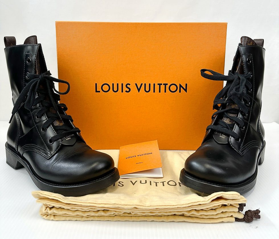 Thumbnail: LOUIS VUITTON Metropolis Ranger Boots Leather Monogram Canvas Trim 40 10