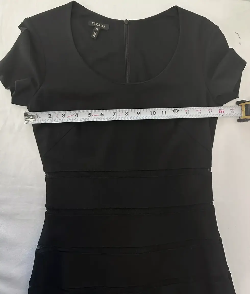 縮圖：ESCADA Women's Black Jersey Short Sleeve A Line Dress Scoop Neck Back Zip 34