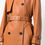Thumbnail: MACKAGE Gael Cognac Brown Leather Double Breasted Belted Long Trench Coat Large