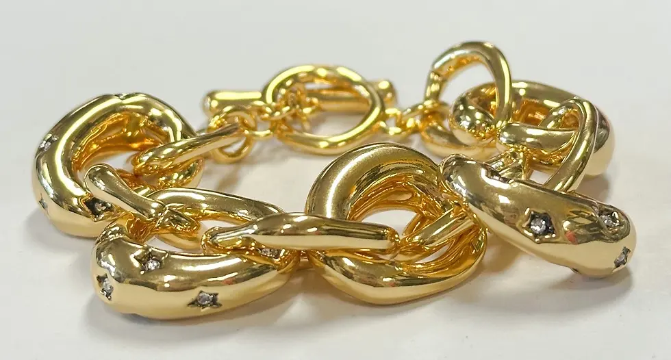 Thumbnail: ALTUZARRA Gold Chunky Link Bracelet Brass Plated Crystal Embellished Links