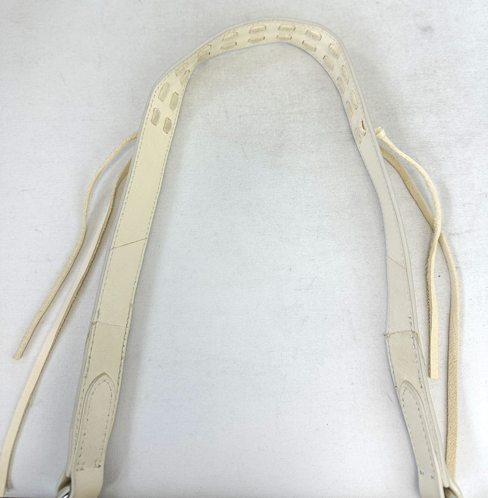 縮圖：RALPH LAUREN Beige Leather Fringe Drawstring Tassel Small Bucket Shoulder Bag