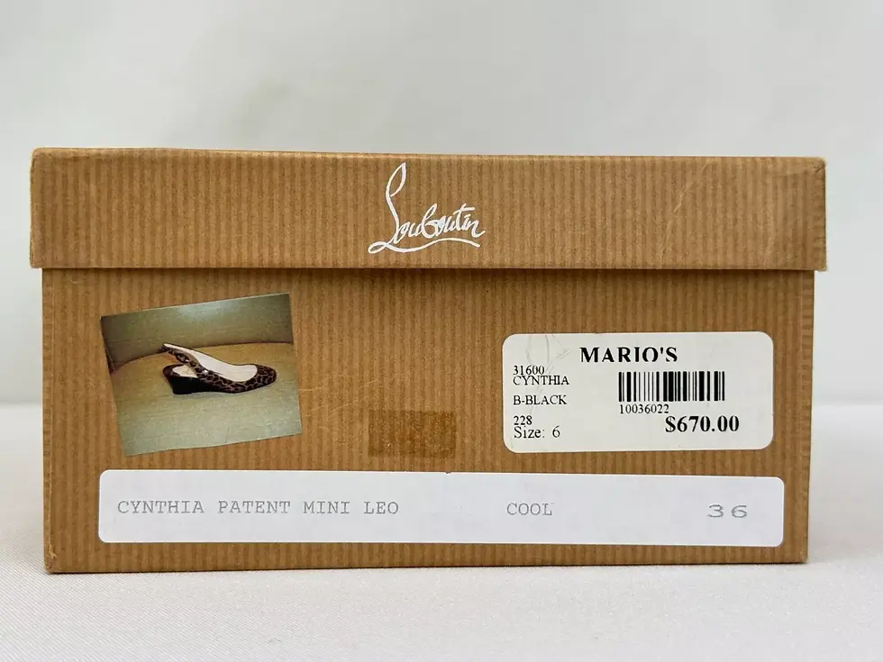 Thumbnail: CHRISTIAN LOUBOUTIN  Cynthia Patent Slingback Wedge 36 Leopard Black Glossy US 6