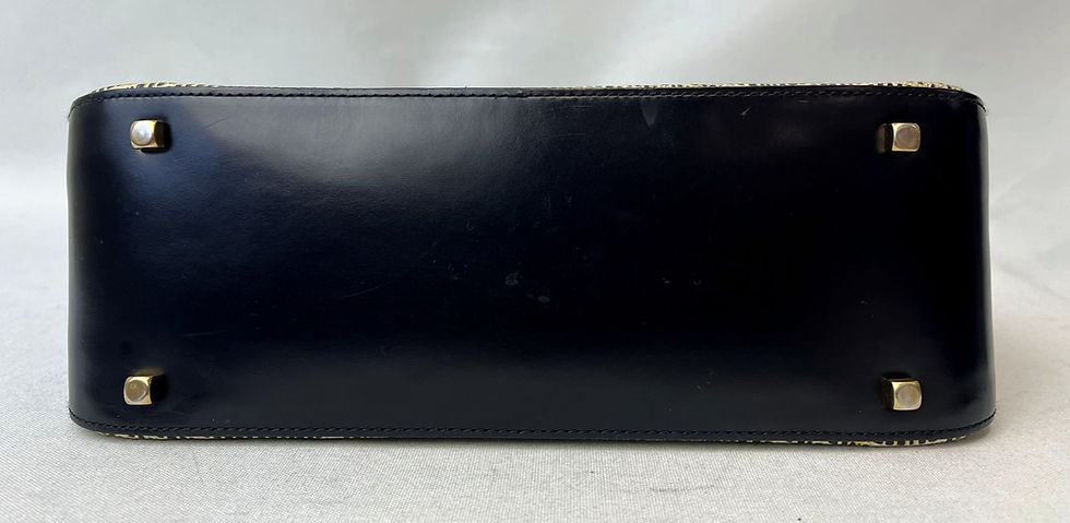 Miniatura: SALVATORE FERRAGAMO Black Ivory Textured Embossed Mottle Effect Leather Shoulder