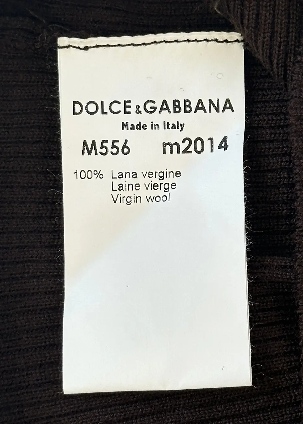 Miniatura: DOLCE & GABBANA Turtleneck Top 38 Dark Brown Wool Ribbed 2 Ribbed Long Sleeve