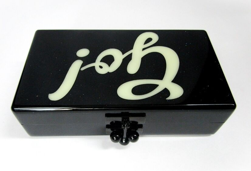 縮圖：NWT EDIE PARKER GLITTERED ACRYLIC CLUTCH BOX JEAN GO! BLACK Rare