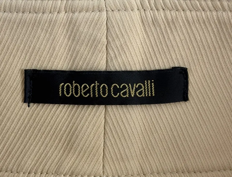 Thumbnail: ROBERTO CAVALLI Cotton Straight Leg Pants 40 4 US Tan Lion Buckle Jeans