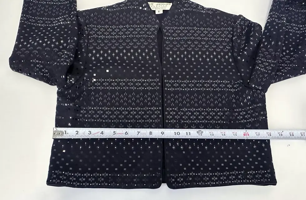Miniatura: ST. JOHN Evening Knit Paillette Short Jacket 6 Black Hook & Eye Closure