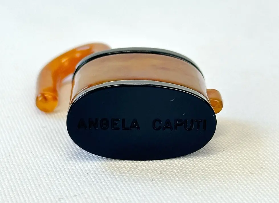 Miniatura: ANGELA CAPUTI Acrylic Padlock Chunky Chain Choker Necklace Black Brown