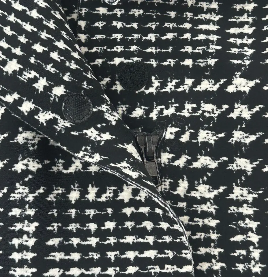 Thumbnail: NORMA KAMALI Glen Plaid Cropped Jacket Medium 38 M Black White Off Shoulder NWT