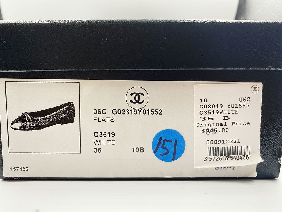 縮圖：CHANEL CC Patent Leather Cap-Toe Leather Ballet Flats White Navy Blue 35 5B
