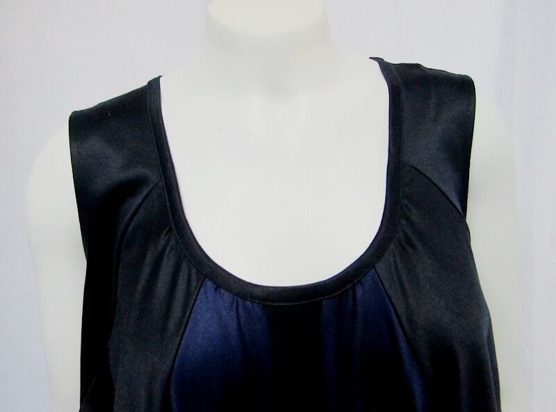 縮圖：NWOT ISSEY MIYAKE Two Tone Black Navy Bicolor Sleeveless Cotton Cocoon Dress 2 S