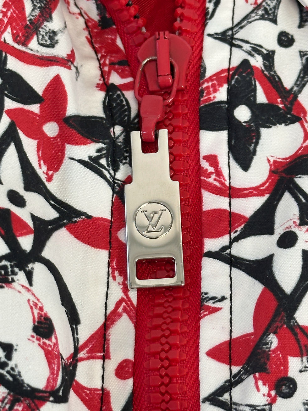 Miniatura: LOUIS VUITTON Monogram Cotton Bomber Jacket 34 2 US White Red Black SS 2018