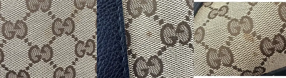 Miniatura: GUCCI GG Canvas Leather Boston Bag Medium Beige Ebony Black Champagne Hardware