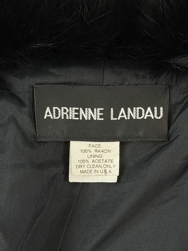 Miniatura: Vintage ADRIENNE LANDAU Velvet Embroidered Fox Fur Trim Coat One Size Black