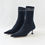 Hình thu nhỏ: MIU MIU Fabric Sock Boots 37.5 Black Pointed Toe Logo Square Heel