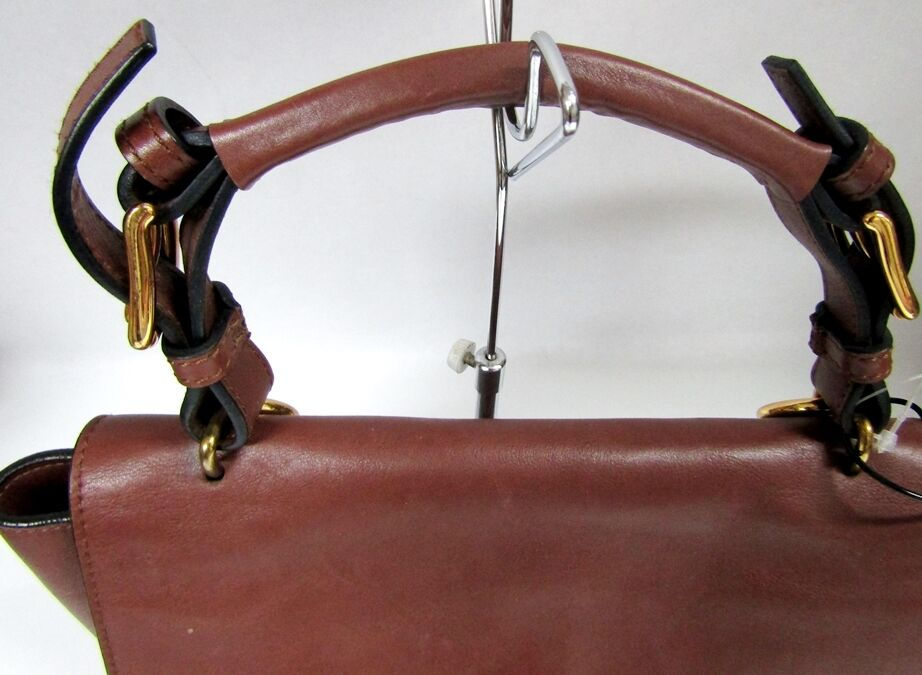Miniatura: MARNI Brown Leather Gold Stud Trunk Flap Bag Crossbody Messenger Bag