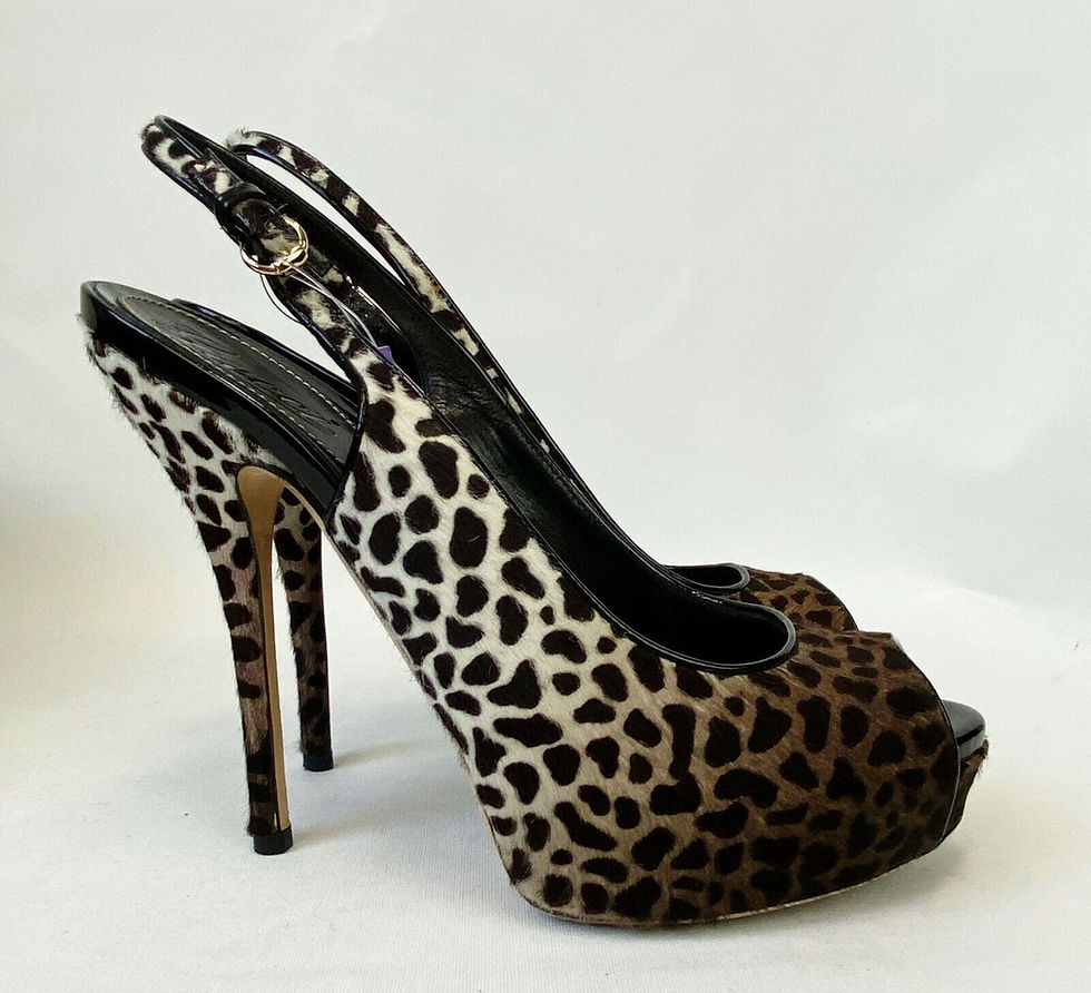 Hình thu nhỏ: GUCCI Sofia Platform Calf Hair Leopard Print Open Toe Slingback Pumps 37 1/2