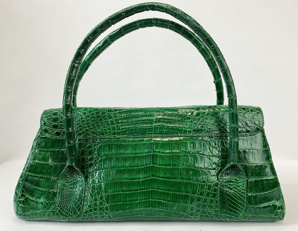 縮圖：NANCY GONZALEZ Green Crocodile Magnetic Flap Medium Satchel