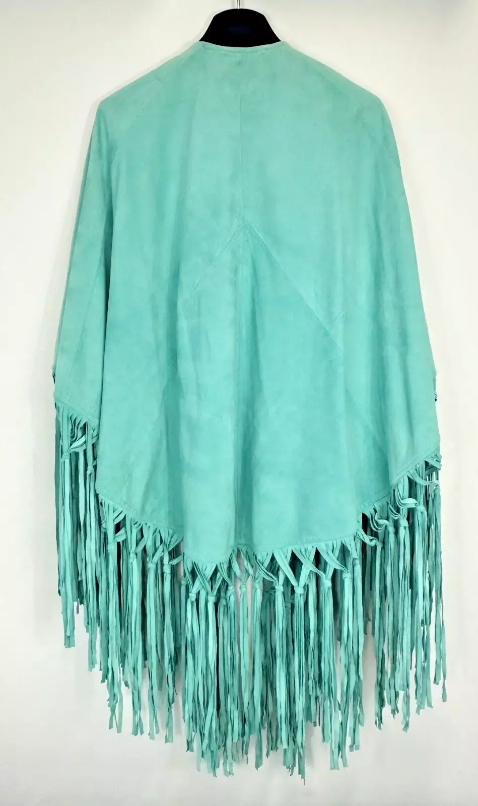 Thumbnail: TASHA POLIZZI Rio Grande Real Suede Leather Shawl One Size Turquoise Fringe Wrap
