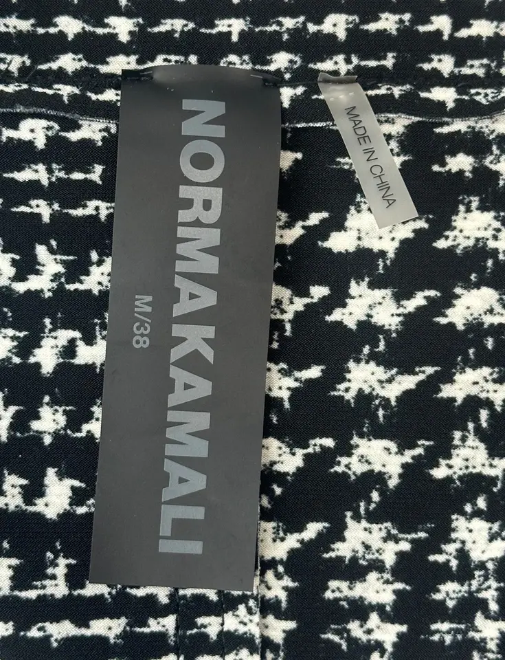 Thumbnail: NORMA KAMALI Glen Plaid Cropped Jacket Medium 38 M Black White Off Shoulder NWT