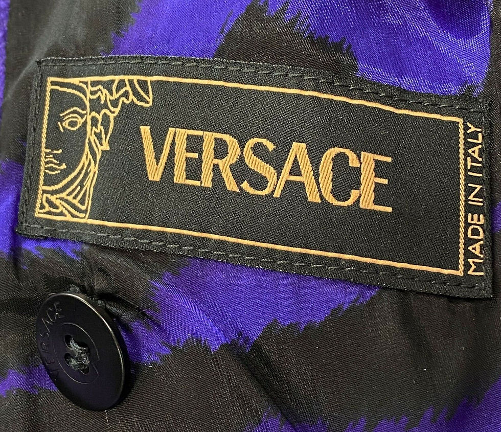 Thumbnail: Gianni VERSACE Purple Black Tweed Check Wool Coat F/W 2004 4 40 Fringe NEW