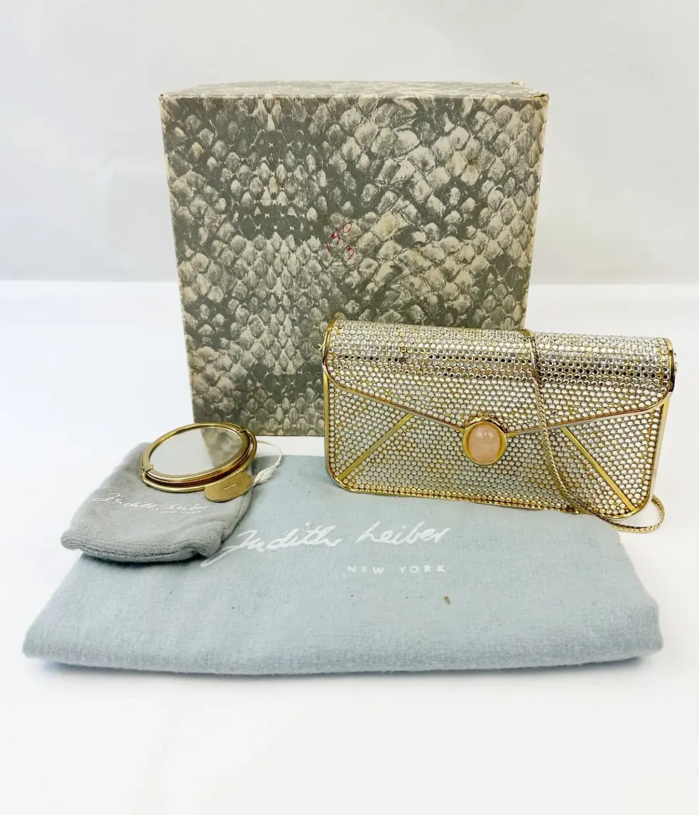 縮圖：JUDITH LEIBER Swarovski Crystal Clutch Evening Bag Gold Pink Quartz