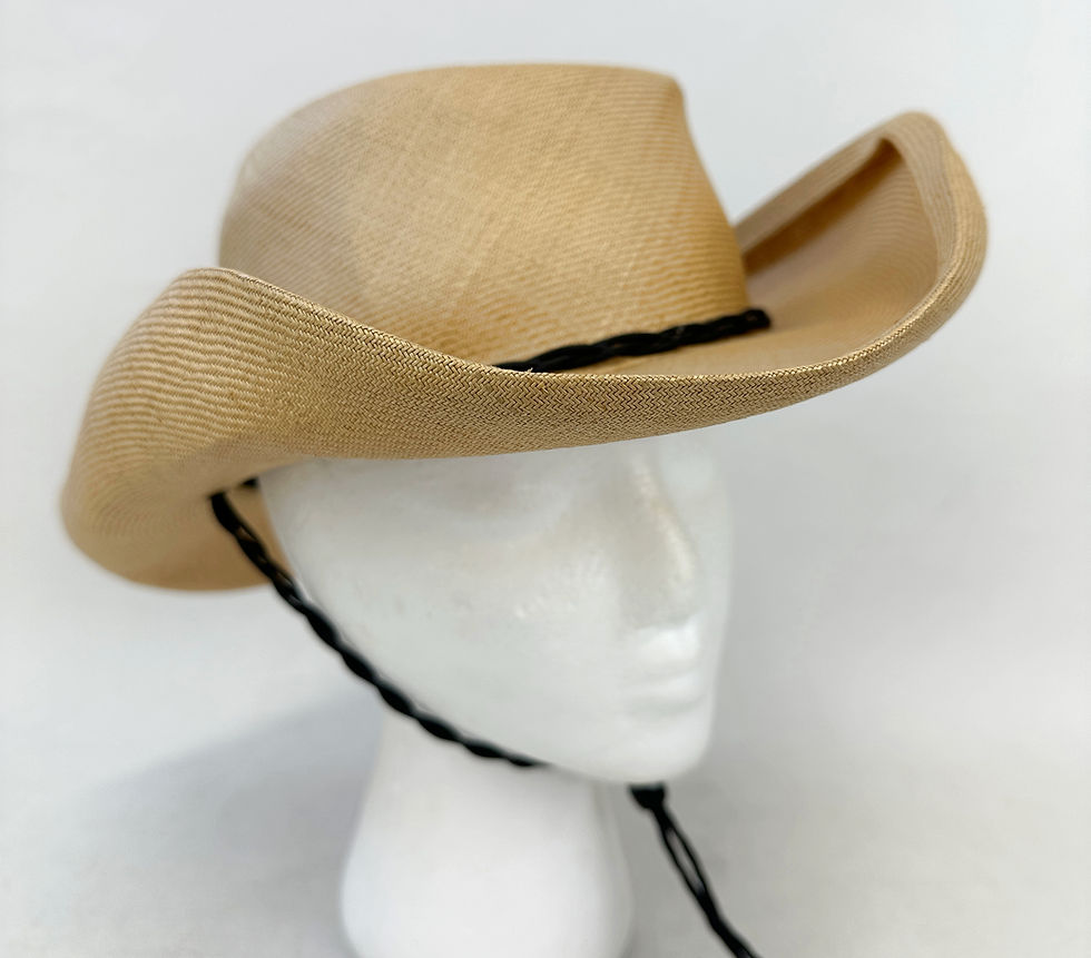 Thumbnail: HELEN KAMINSKI Raffia Straw Black Braided Chin Strap Cowboy Western Hat
