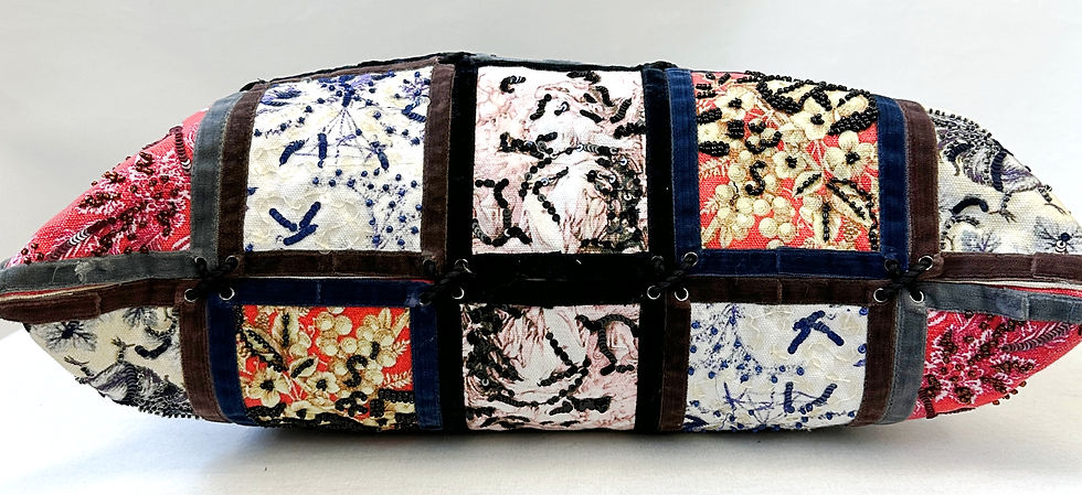 Thumbnail: JAMIN PUECH Multicolor Embellished Pompom Patchwork Cotton Large Tote Bag