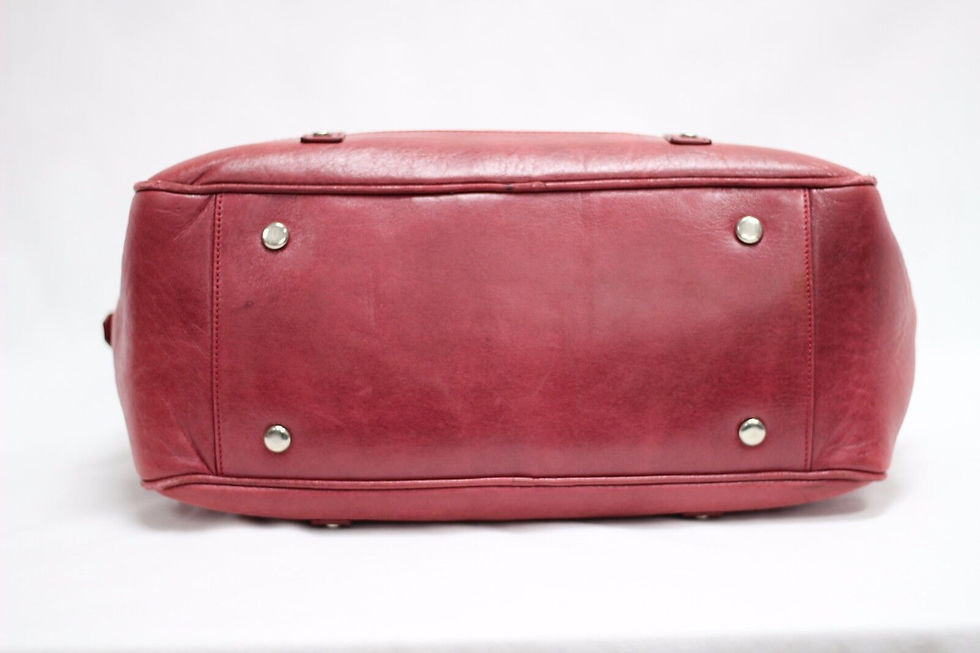Hình thu nhỏ: LANVIN Pink Red Smooth Leather Chain Straps Logo Charm Silver Satchel