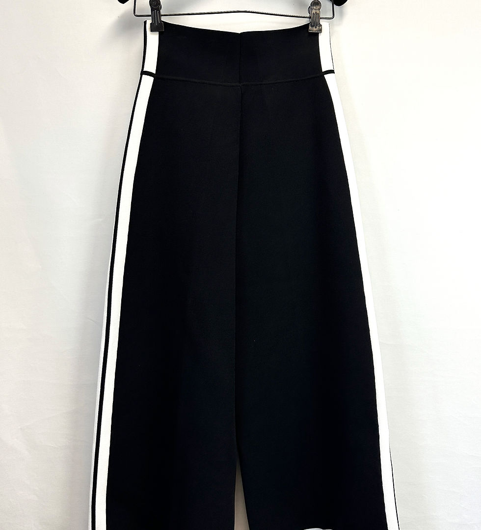 Thumbnail: NEW VERONICA BEARD Roland Black White Striped Knit Top Set Wide Leg Pants Small