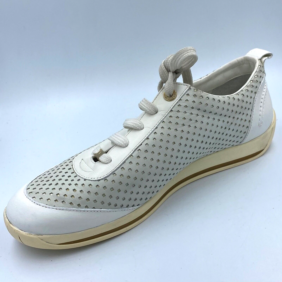 Miniatura: LOUIS VUITTON Off-white Grey Perforated Leather Suede Sneaker 40 10
