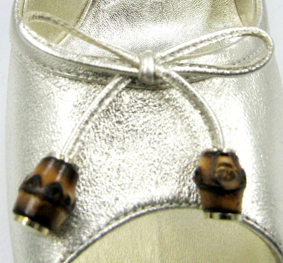 Miniatura: GUCCI Open Toe Silver Heel Leather Bow Bamboo Beads US 10.5 EU 40.5