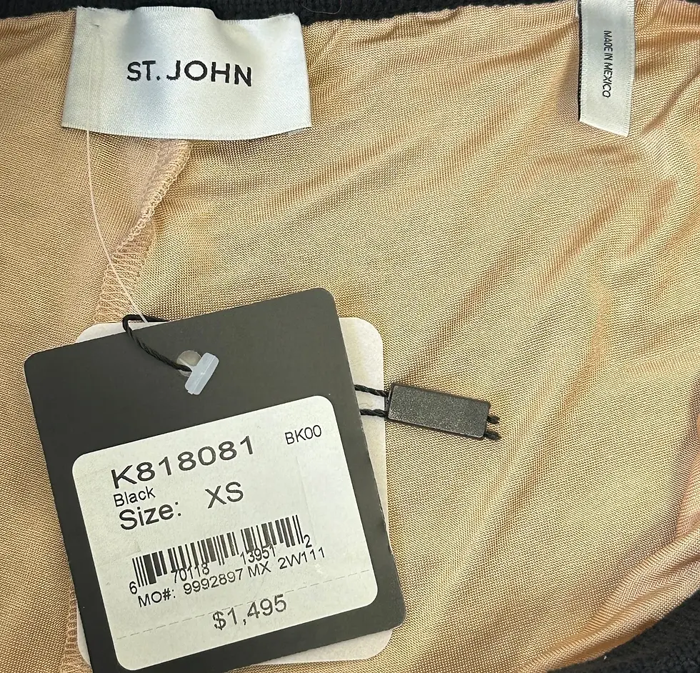 Thumbnail: NWT ST. JOHN Crochet Knit Zip Pants XS 2 Black Cropped See Through $1490