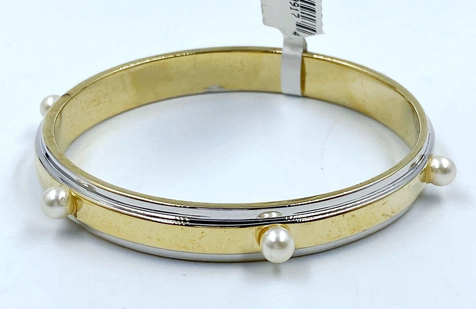 Hình thu nhỏ: ST. JOHN Gold Silver Glass Pearl 24k Gp Bracelet Bangle