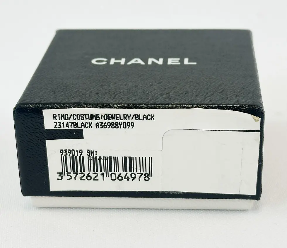 Thumbnail: CHANEL Resin Strass Camellia Cocktail Ring 6 Black Multicolor CC Logo
